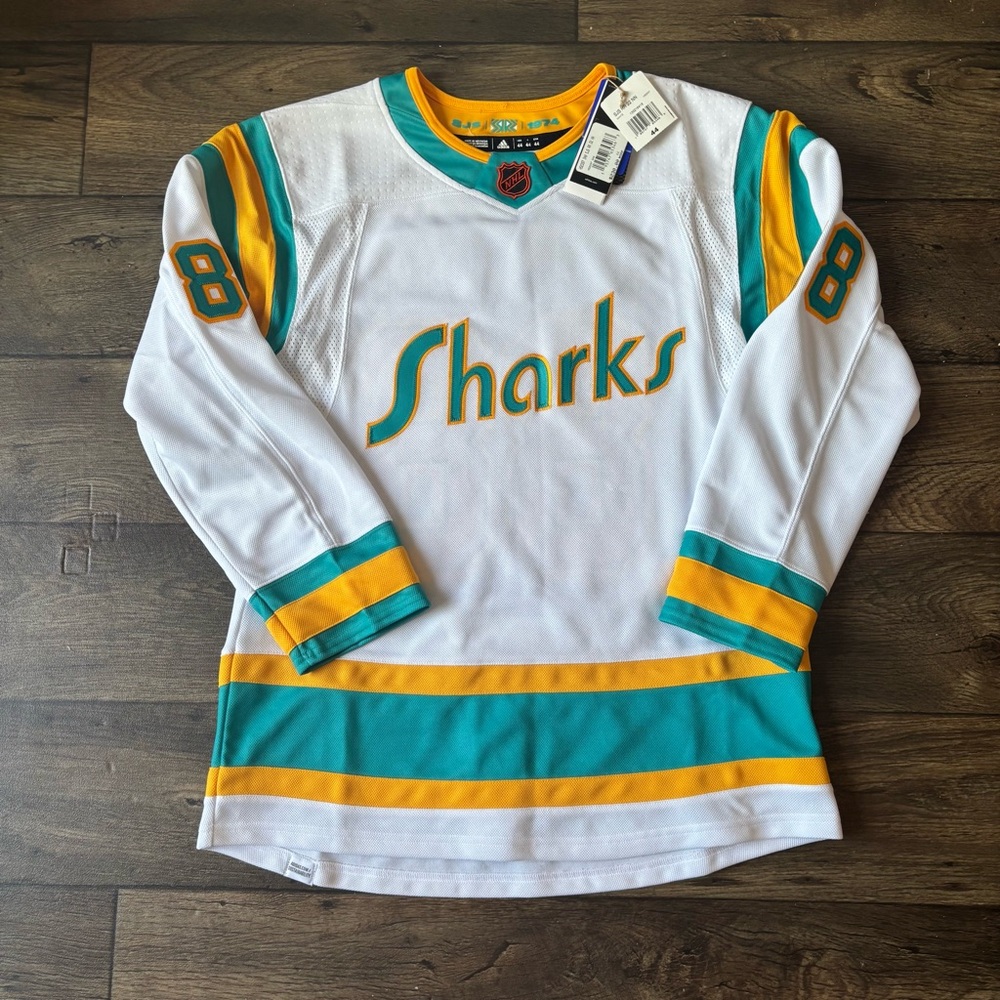 Adidas Men's San Jose Sharks Reverse Retro Jersey Burns 88 White Size 44 NEW